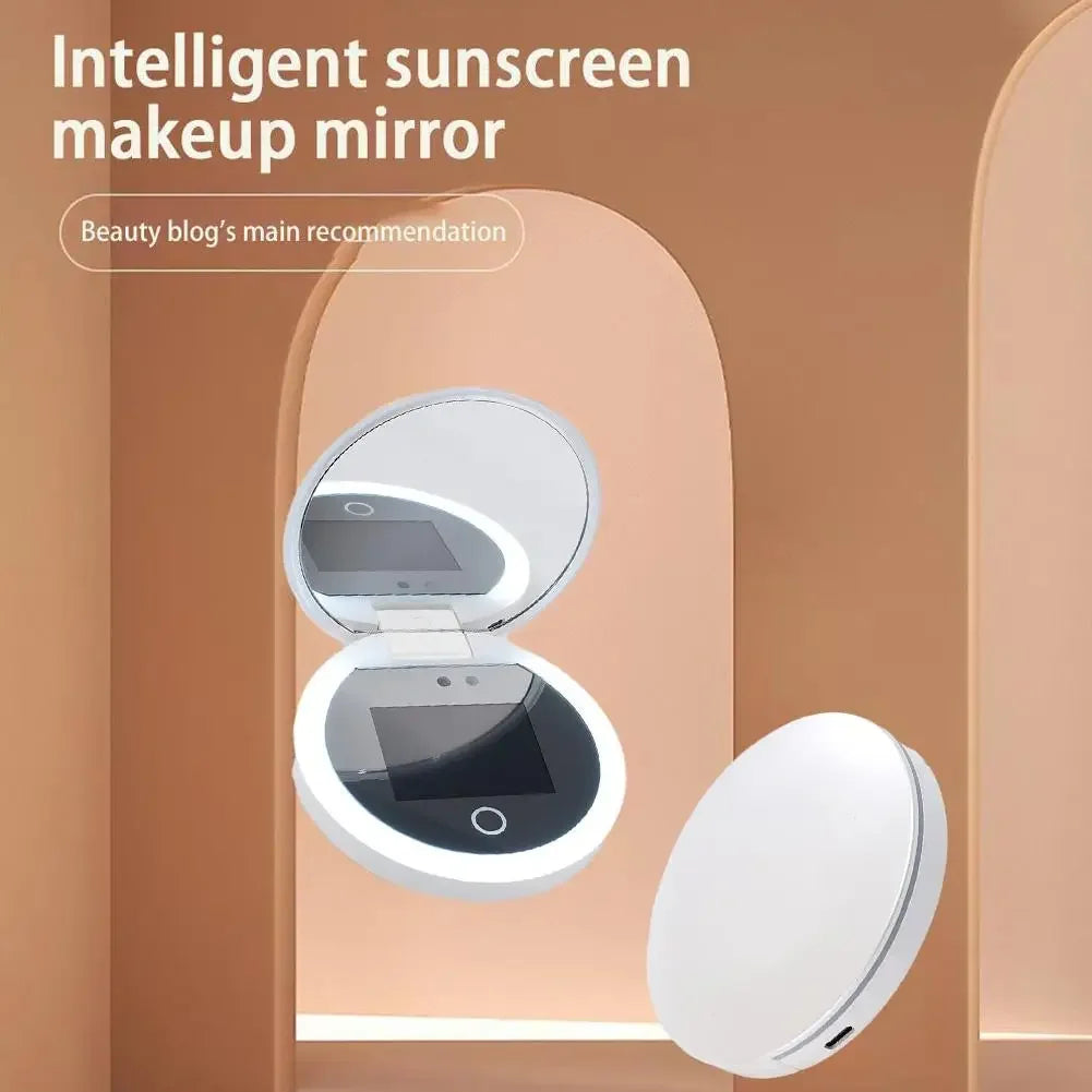 Smart UV Sunscreen Test Camera Makeup Mirror With LED Portable Rechargeable