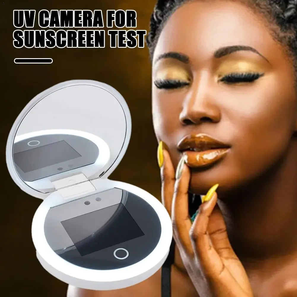 Smart UV Sunscreen Test Camera Makeup Mirror With LED Portable Rechargeable
